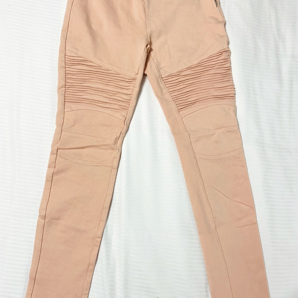 Dusty pink moto leggings, size M juniors
